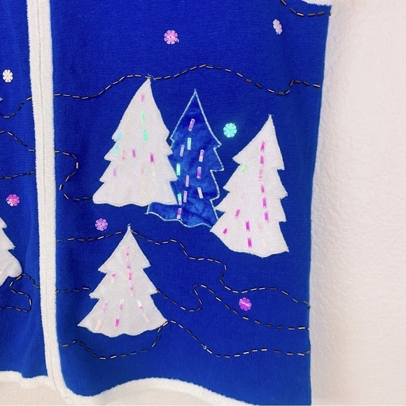 Hampshire Studio Snow Blue/White Ugly Christmas Sweater Vest Size S - Picture 4 of 6